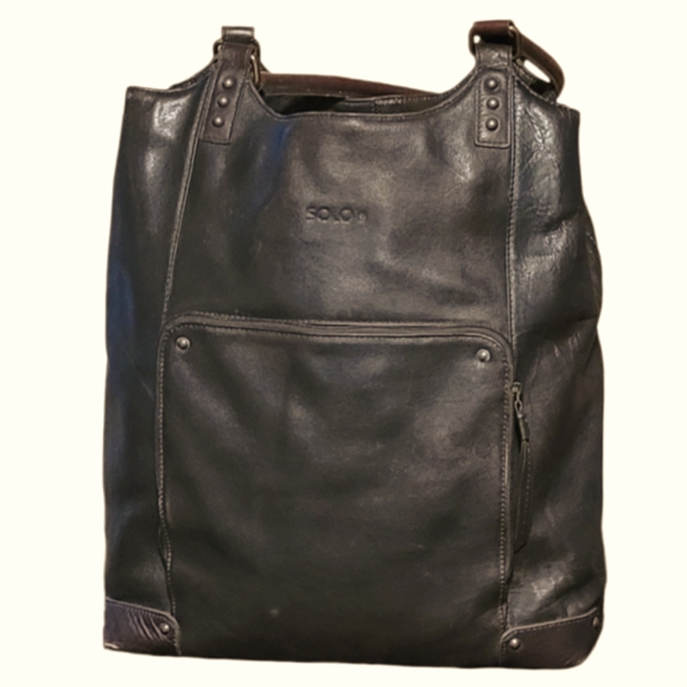 Women Vintage Leather Brown Large Laptop CarryAll Tote Bag By Solo/Women Designe